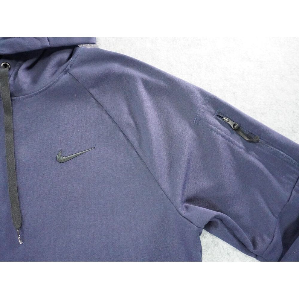 Nike Hoodie Mens Small Blue therma-Fit Long Sleeve Swoosh Arm Pocket Gym Running - Picture 1 of 10